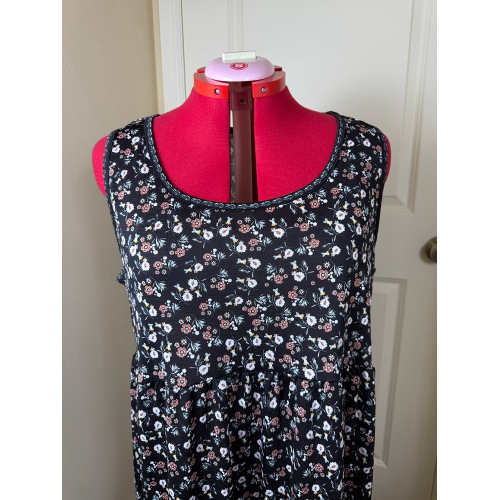 Women's Max Studio XL Black Floral Tiered Maxi Dress - Picture 2 of 11